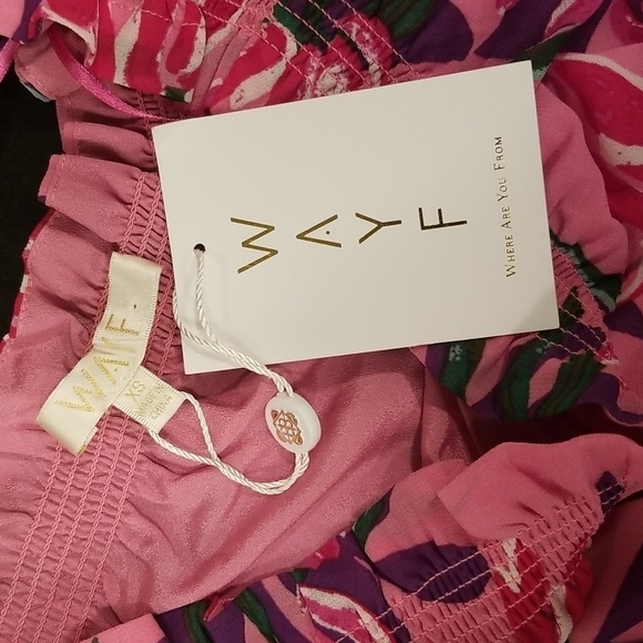 💕WAYF💕 Off Shoulder Shoulder Maxi Dress ~ Pink Birds of Paradise XS (*No Belt) - Picture 13 of 16